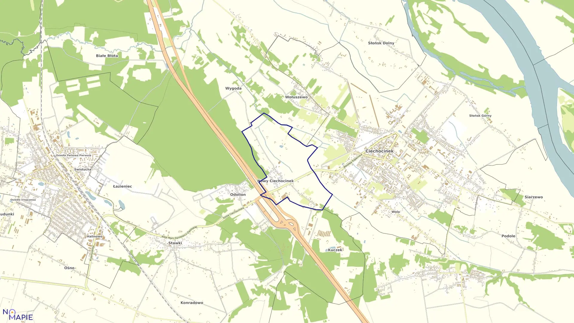 Mapa obrębu Nowy Ciechocinek w gminie Aleksandrów Kujawski