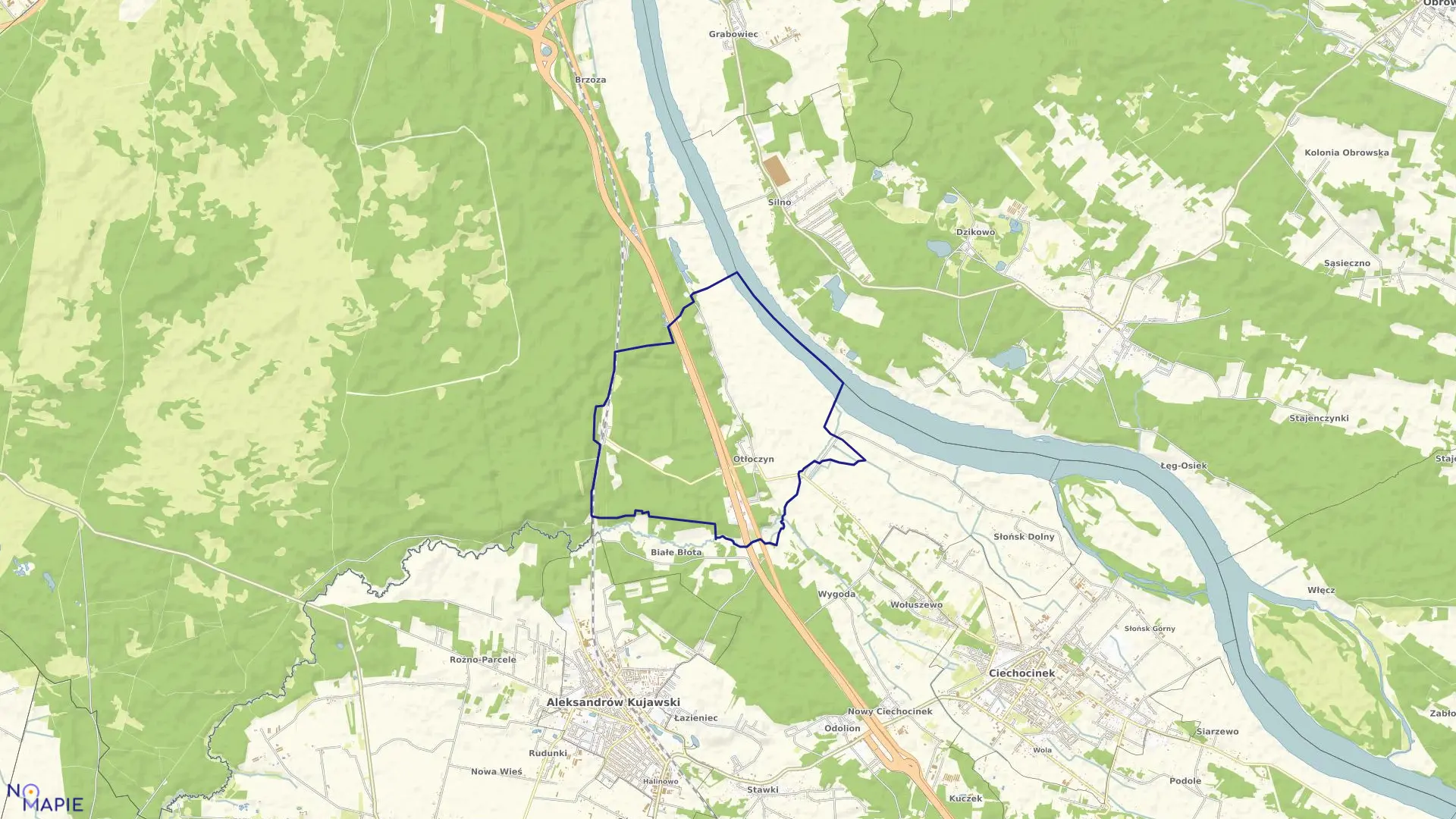 Mapa obrębu Otłoczyn w gminie Aleksandrów Kujawski