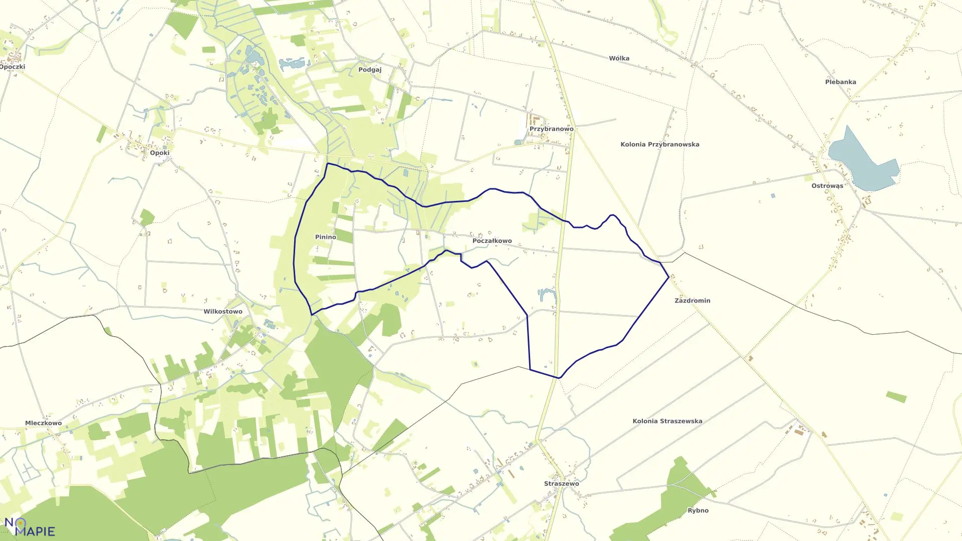 Mapa obrębu Poczałkowo w gminie Aleksandrów Kujawski